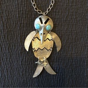 VINTAGE Hinged Bird Necklace 🐦🐦 Huge!